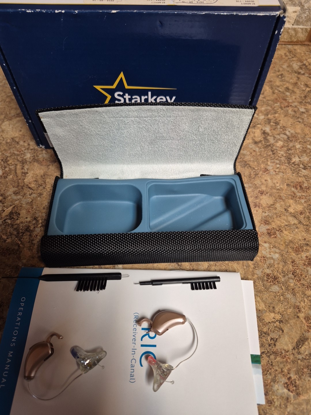 Starkey Digital RIC Hearing Aids Pair MUSE i2400+Battery Powered+Telecoil+Case