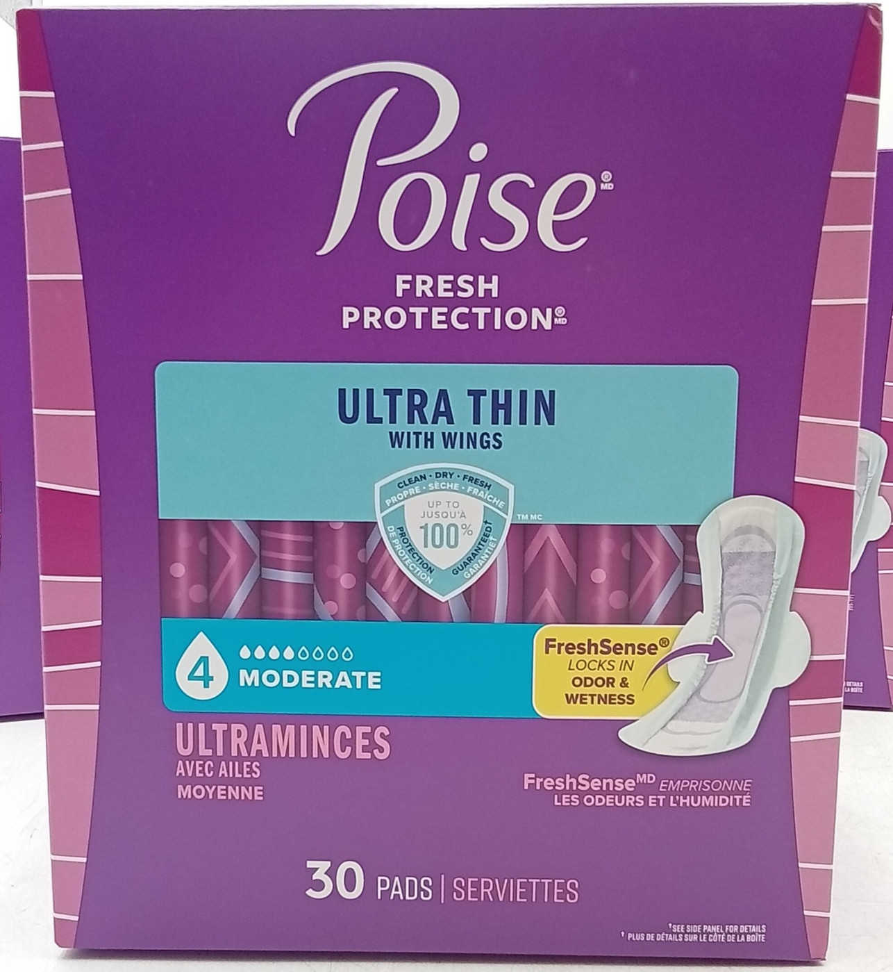 Poise Ultra Thin Incontinence & Postpartum Pads with Wings for Regular 90ct