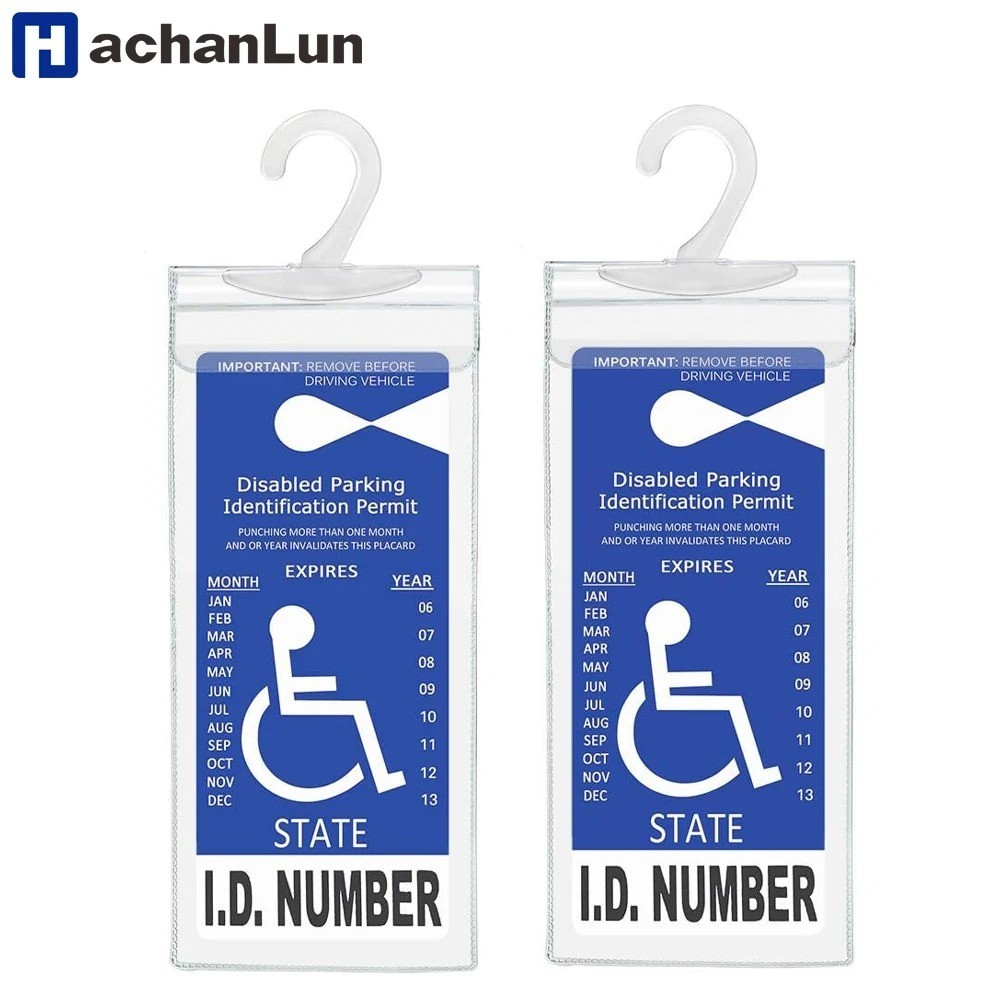 2x Handicap Parking Permit Placard Protector Cover Hanger Car Holder Hang Sleeve