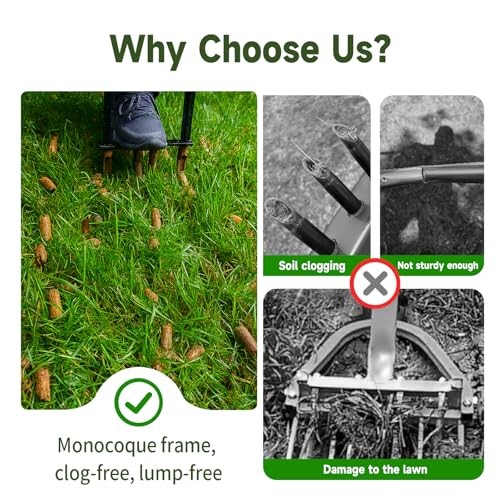 Heavy Duty Lawn Aerator Tool – Sturdy Yard Aerator – Clog Free