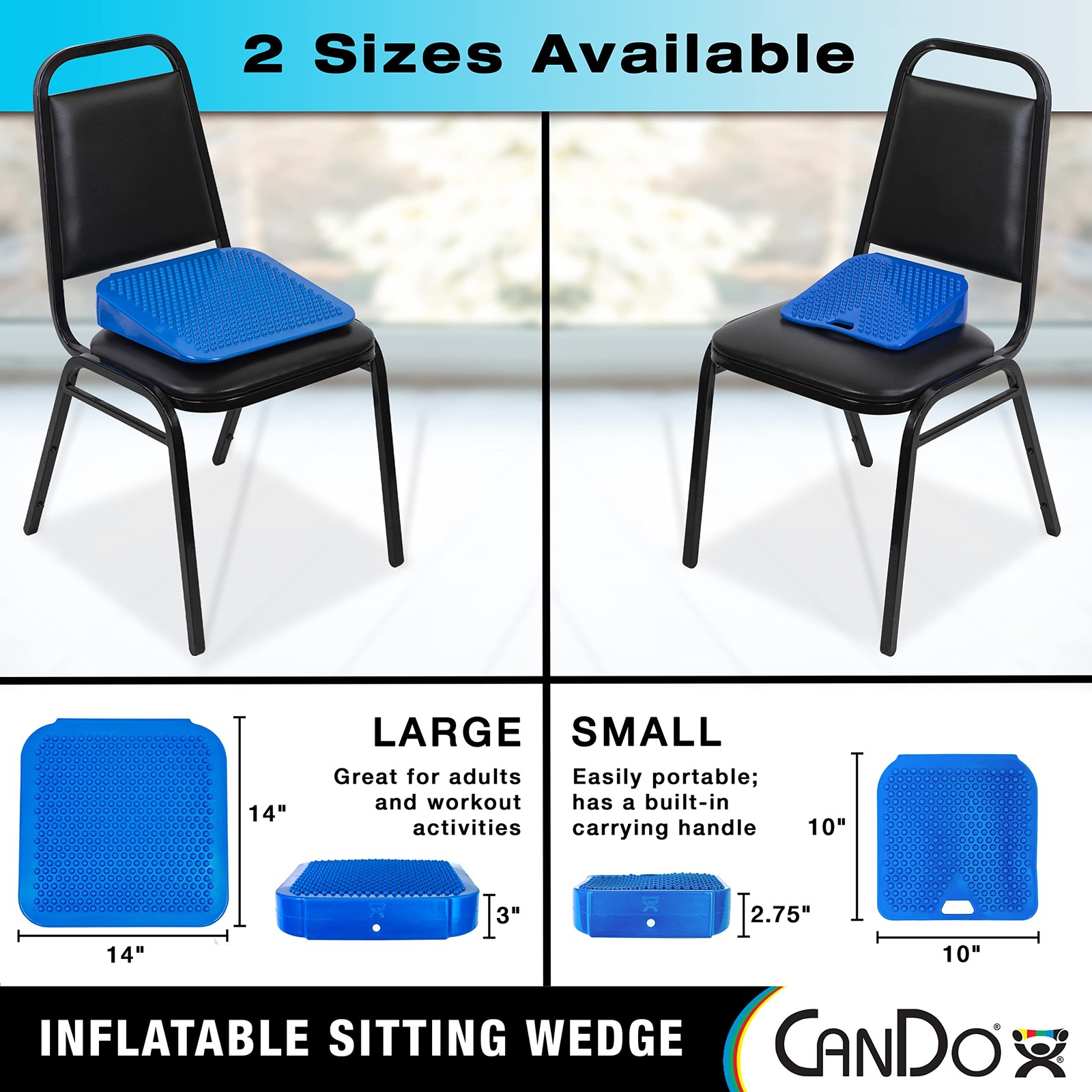 Cando Sitting Wedge Active Seat Wobble Cushion For Posture Back Pain Stress