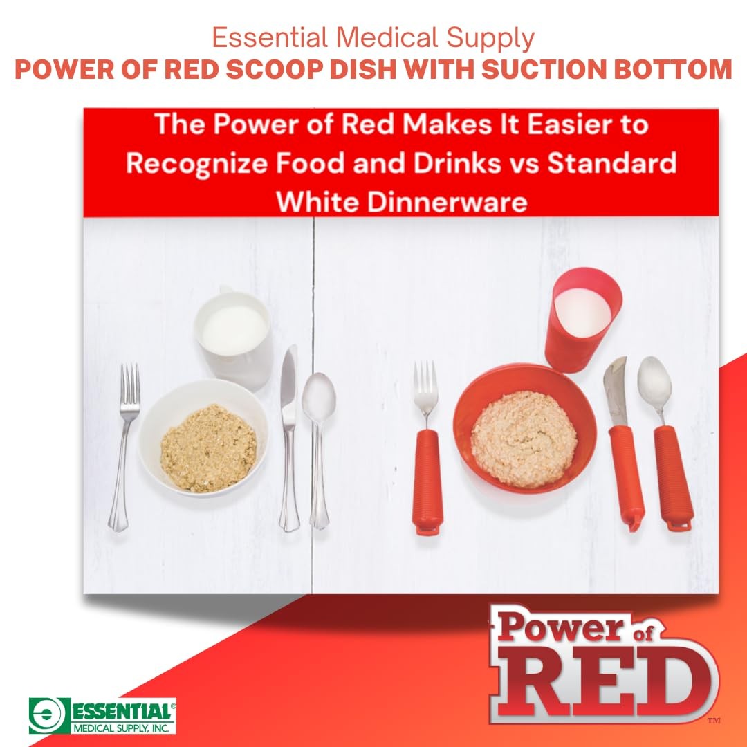 Essential Medical Supply Power of Red Adaptive Scoop Dish with One Pack,