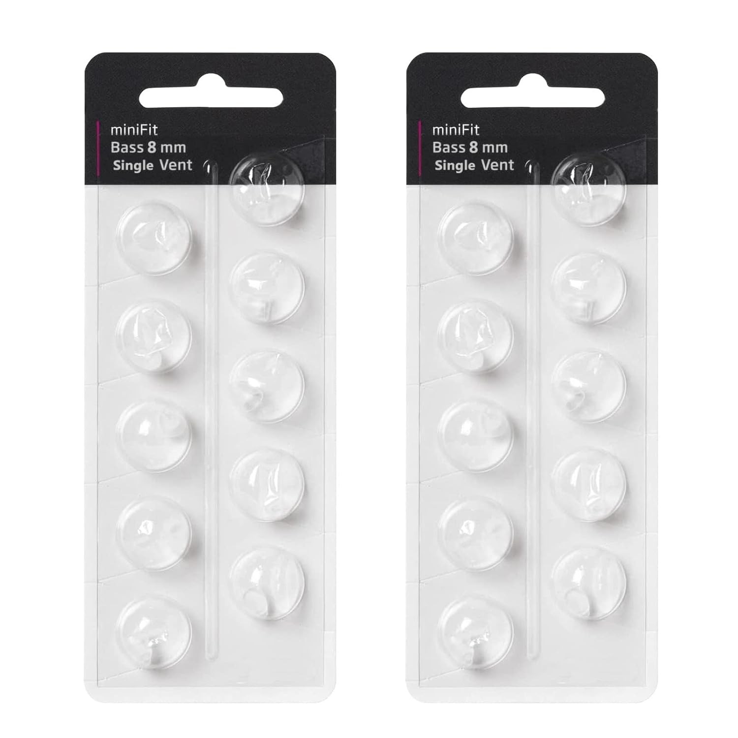 Hearing Aid Domes for Oticon MiniFit Single Vent Bass Domes: 2 Packs (8mm), Univ