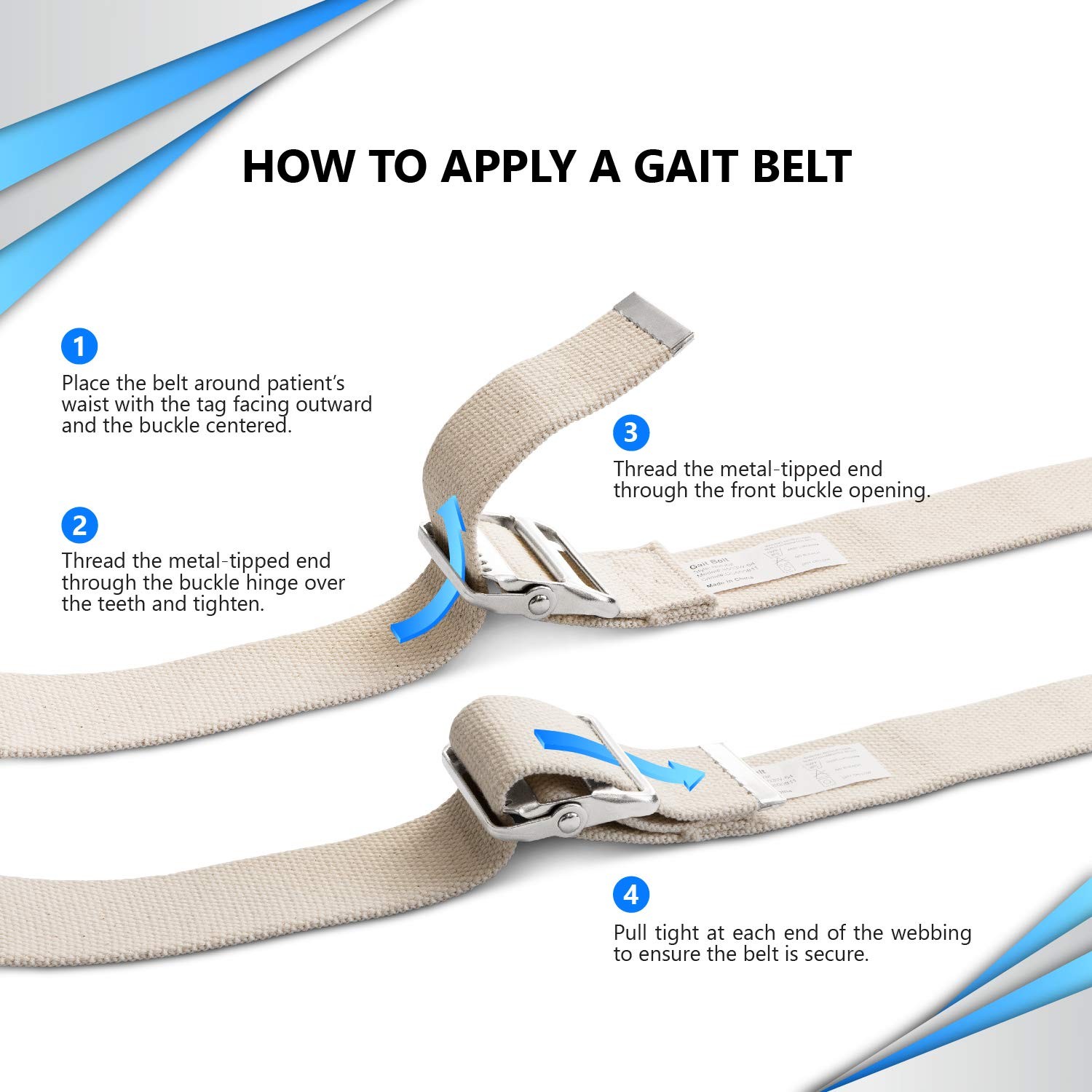 Metal Buckle Gait Belt – Adjustable Machine Washable Strong and Durable Mater…