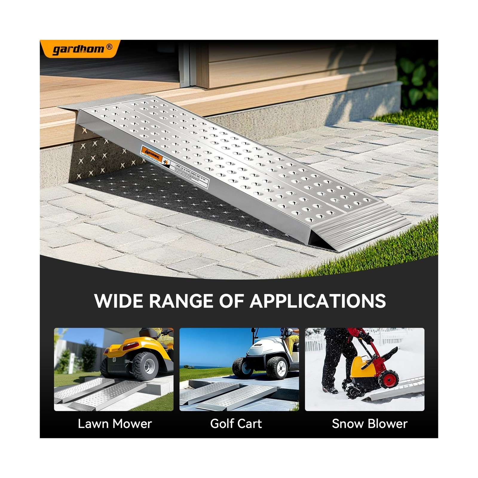 gardhom Aluminum Shed Ramps 39x11inch, 2PCS Riding Mower Ramps 1500lbs/Pair C…
