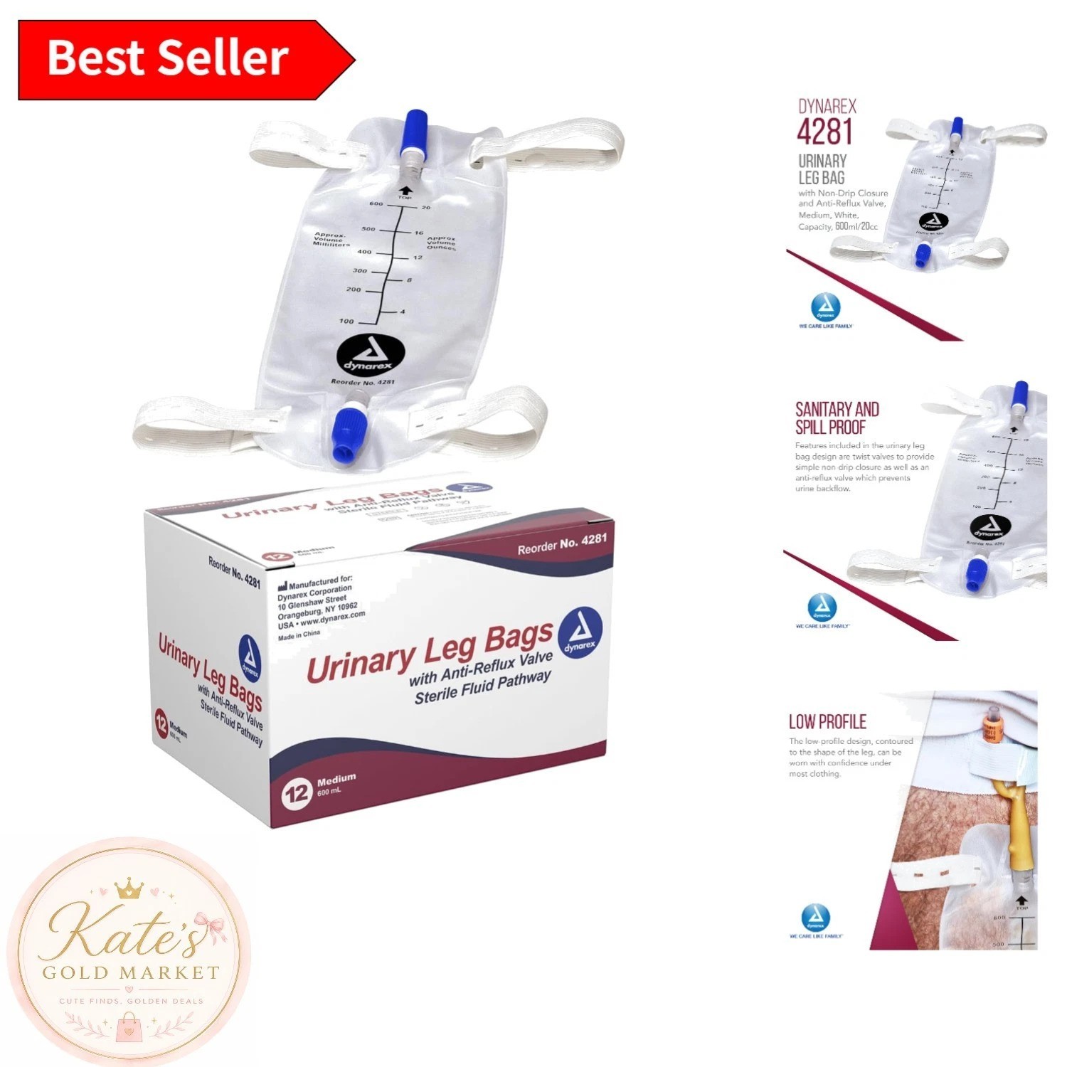 High-Quality 12-Pack Urinary Leg Bags, Leak-Proof & Low Profile Design, 600 ml