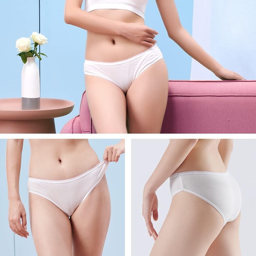 20/10/5 Pack Women’s Disposable 100% Cotton Underwear Ladies Briefs Panties f…