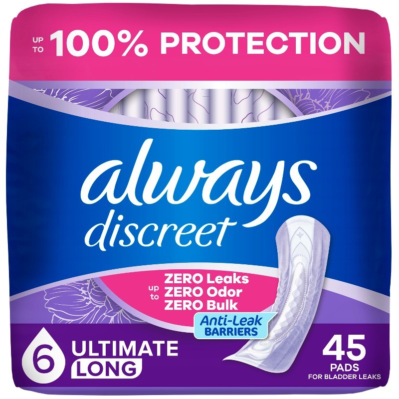 Always Discreet Incontinence and Postpartum Incontinence Pads for Women