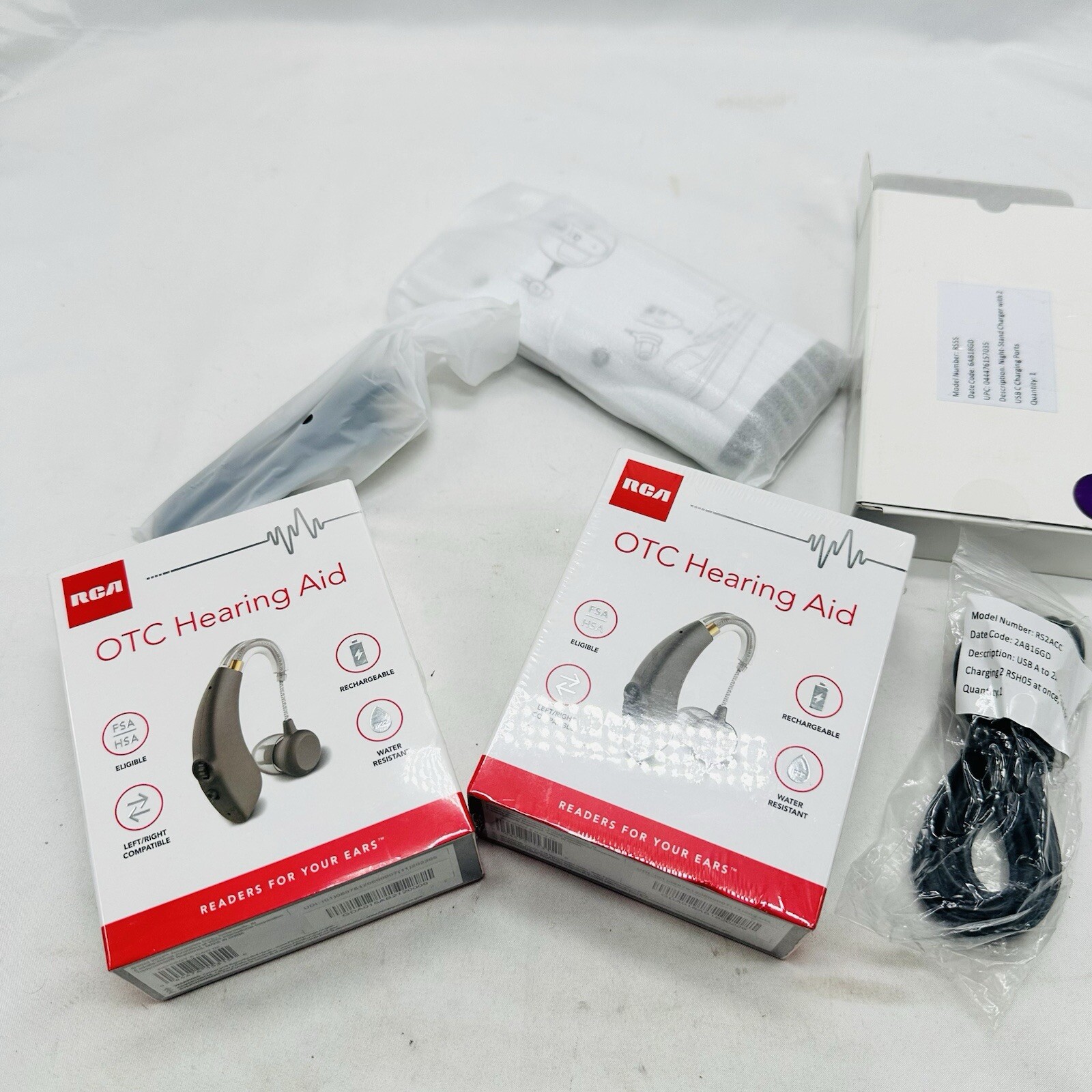 Pair RCA OTC Hearing Aid – Rechargeable Right & Left Ear Compatible, 15-Hours
