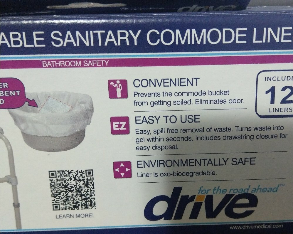 Drive Oxo Biodegradable Sanitary Commode Liner-1bx 12 Count Eliminates Odor-New