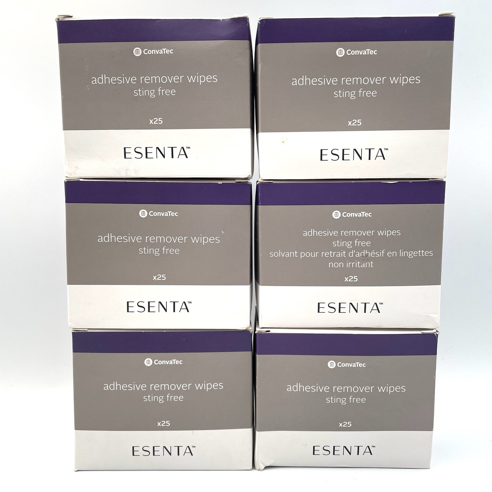6 Boxes of 25 (150 Wipes) Convatec Esenta Adhesive Remover Sting Free 423391 NEW