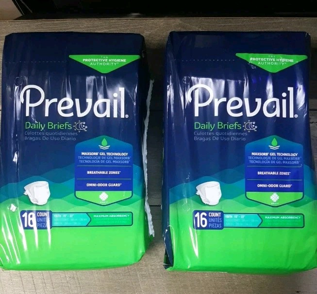 2 Pkg PREVAIL 16 Count Daily Briefs Youth 15″-22″ Total 36