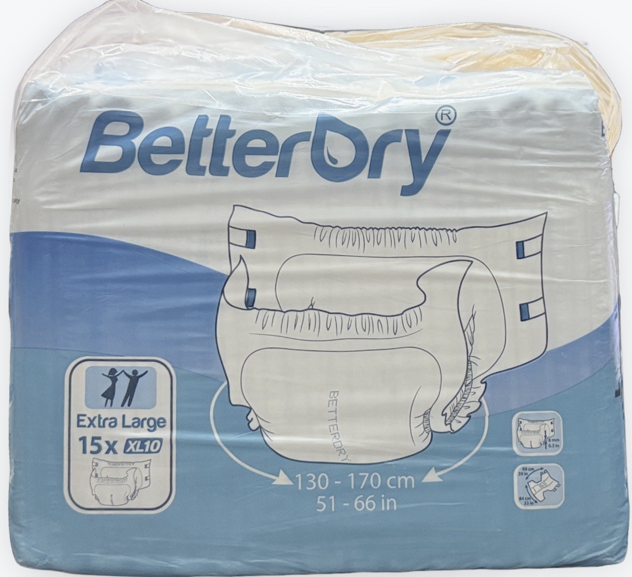 Better Dry Adult Diapers. Extra large 15X XL10 With plastic backing. Latex Free