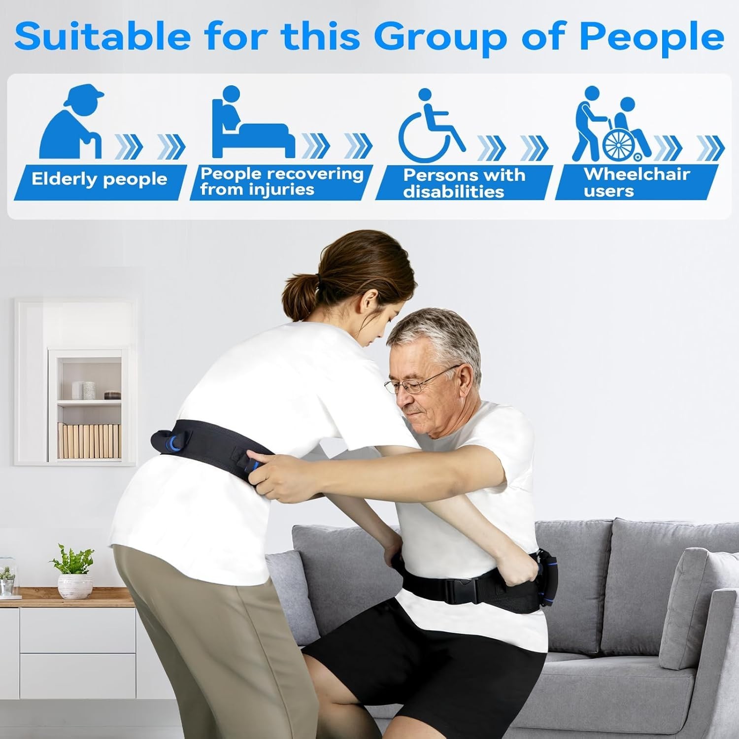 Gait Belt for Seniors Transfer Belt Handles Quick Release Patient Lift