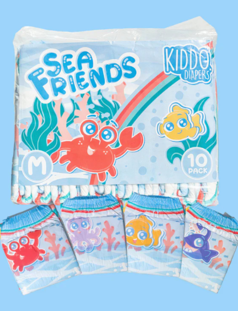 Kiddo Sea Friends Adult Diaper ABDL High absorbency Brand new Medium/Large/XL