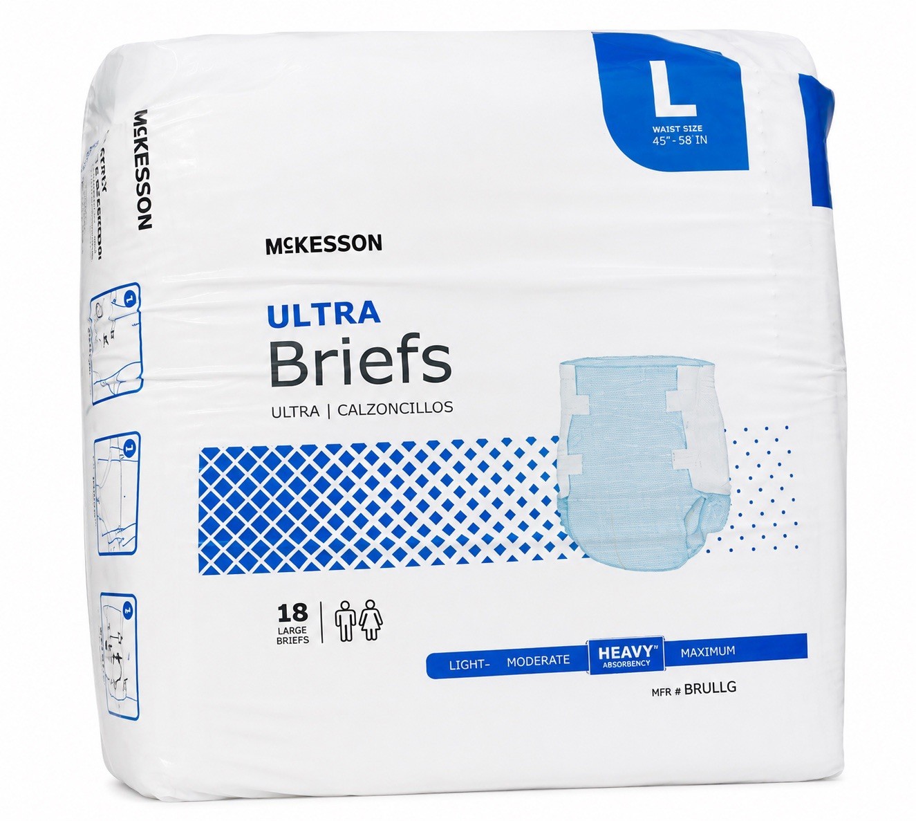 McKesson Ultra Adult Briefs Large 45-58” Heavy Absorbency 18 Count Sealed