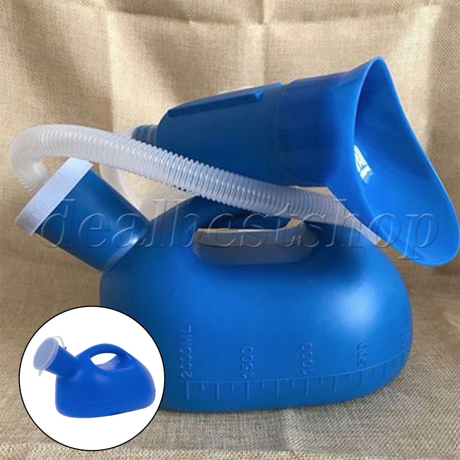 2 x Men’s Urinal w/ Lid Potty for Old Man Mobile Toilet 2000ml Capacity