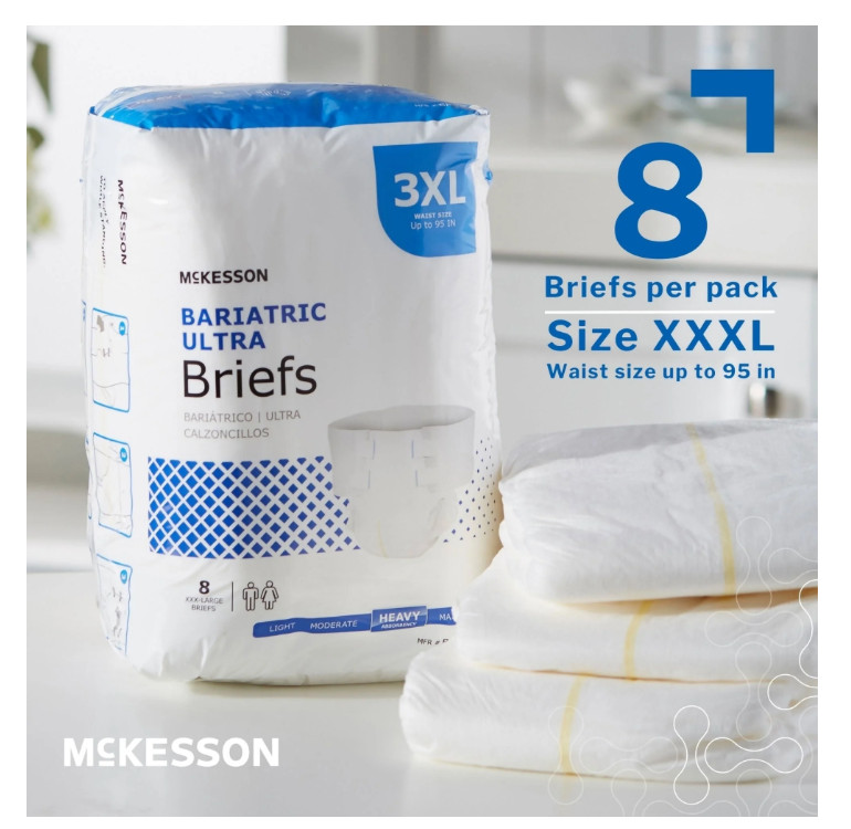 McKesson Bariatric Ultra Briefs 3XL Incontinence 32ct Heavy Absorbency