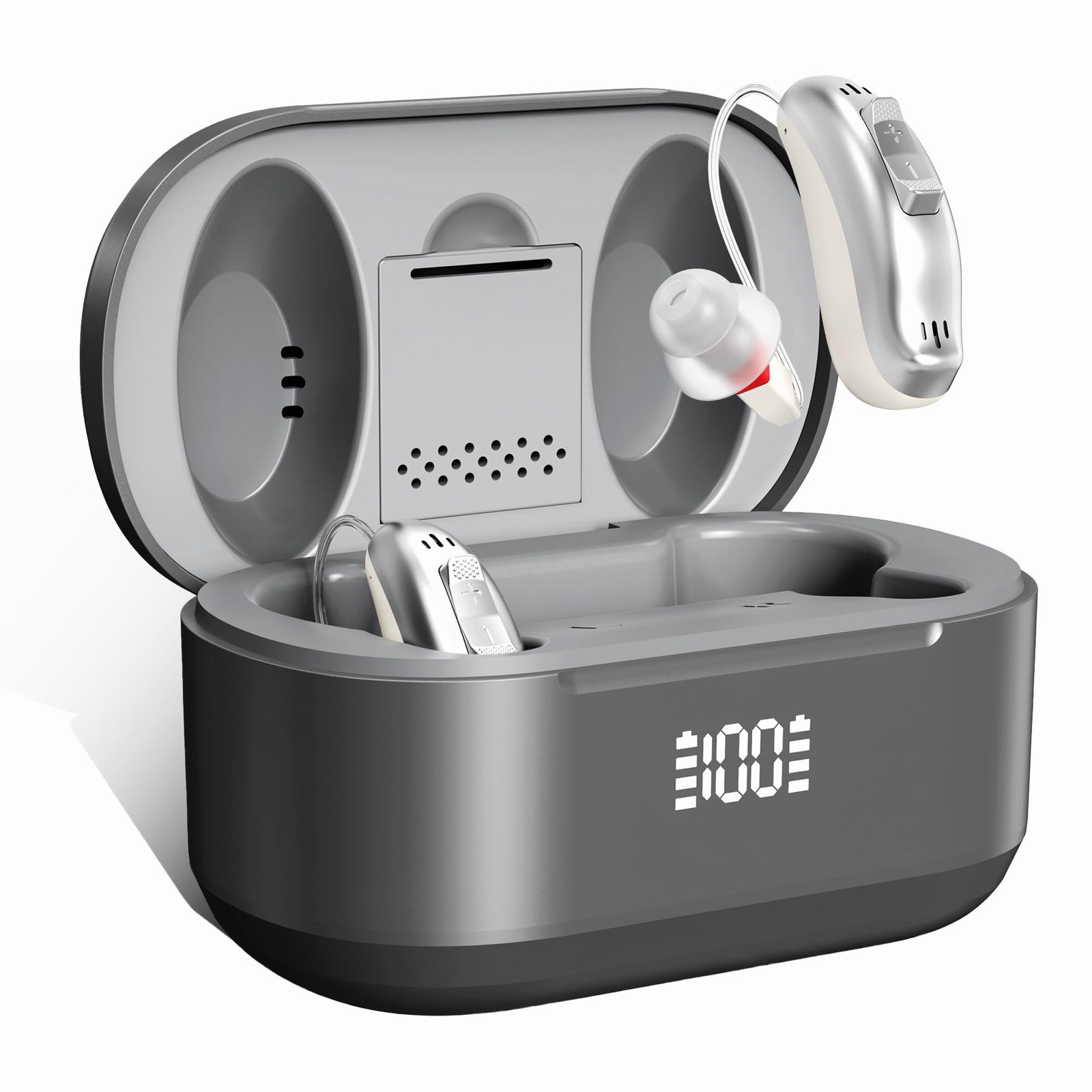 Rechargeable OTC Hearing Aids for Adults RIC Noise Reduction Charging Case
