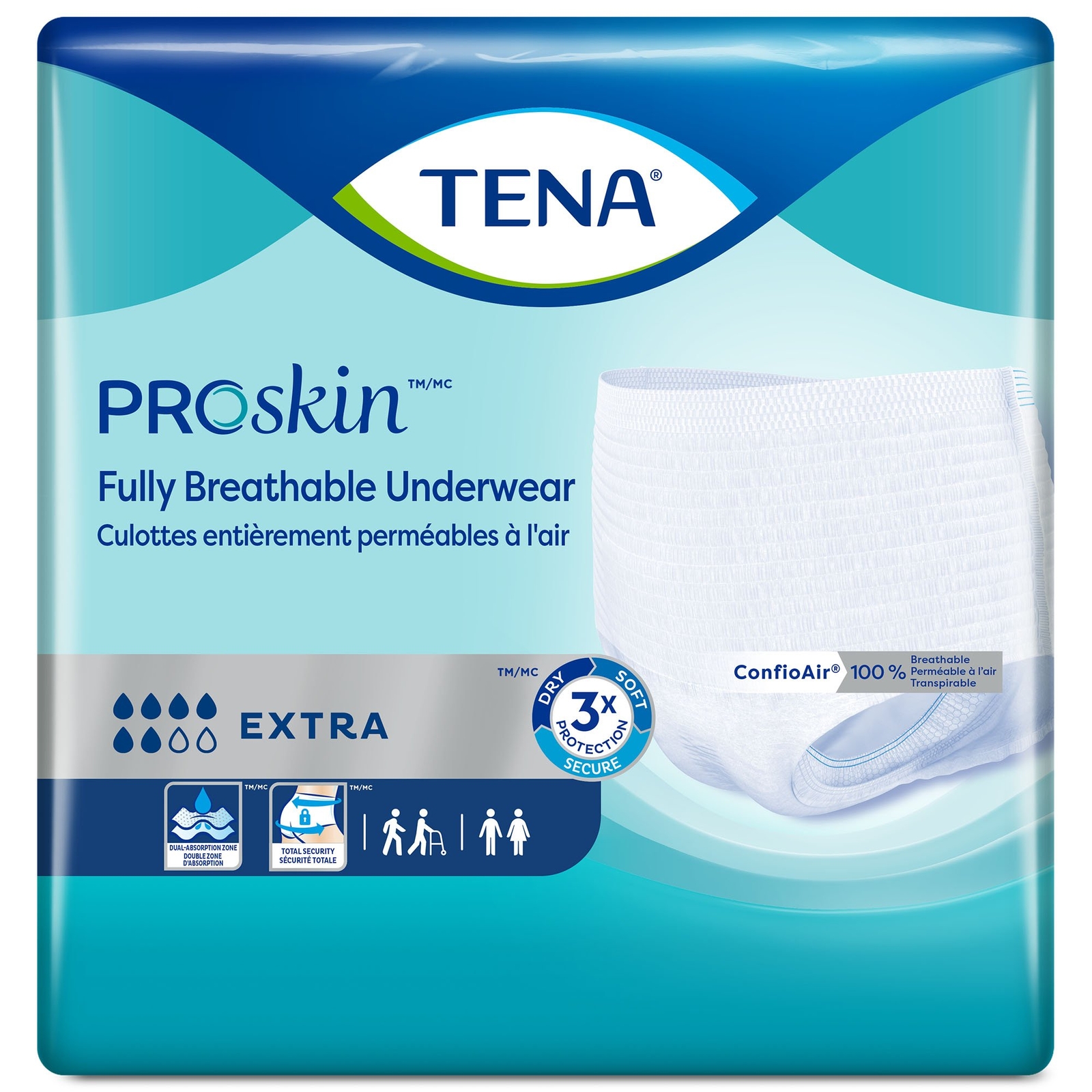 Tena Extra Protective Underwear 2XL. Case of 48