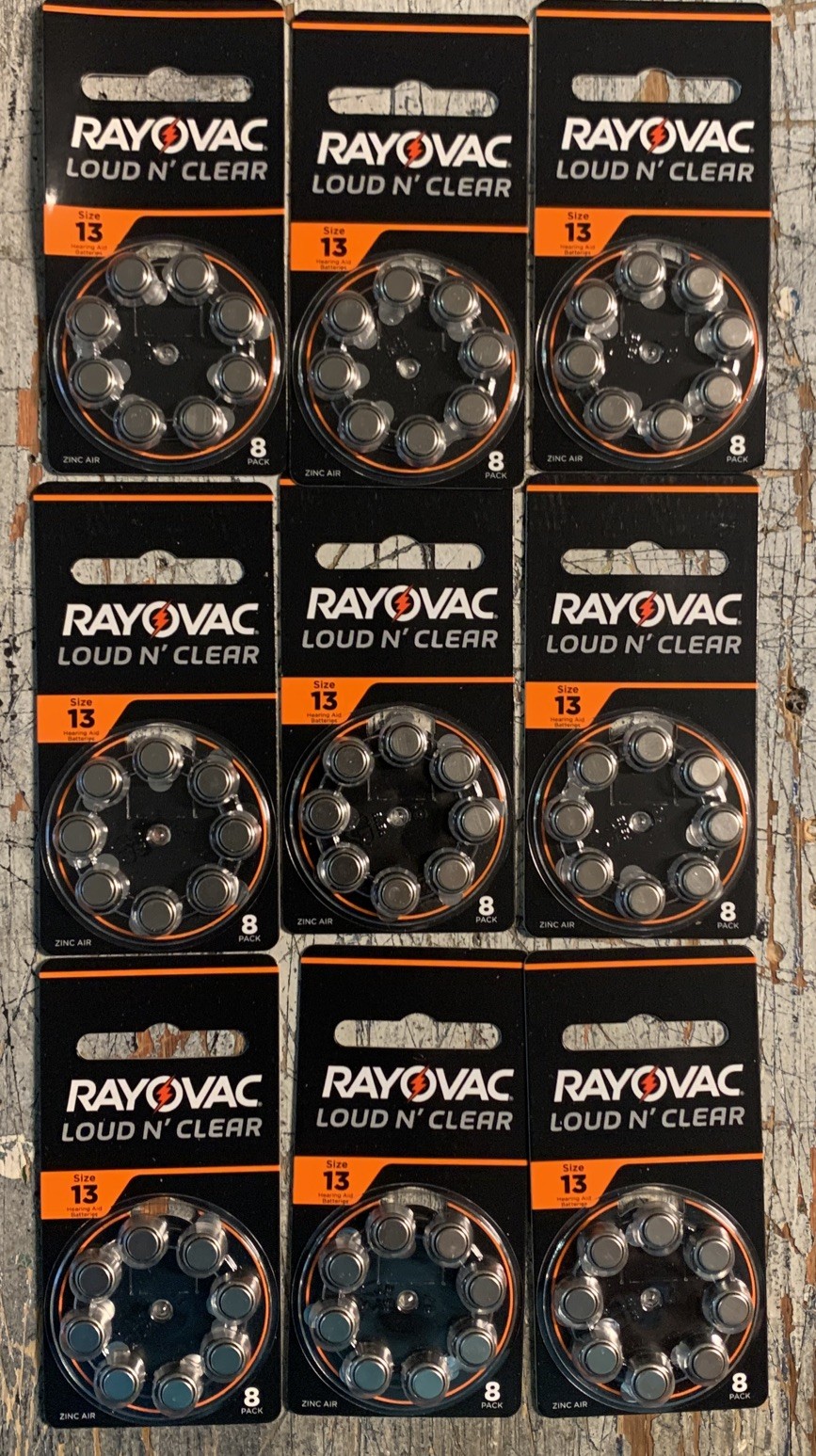 72 Rayovac Loud N’ Clear Size 13 Hearing Aid Batteries Zinc Air Exp Apr 2027