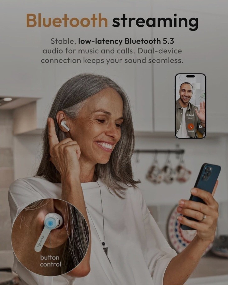 CEARVOL DIAMOND X1 OTC Intelligent HEARING AIDS Noise Reduction, Apps – WHITE