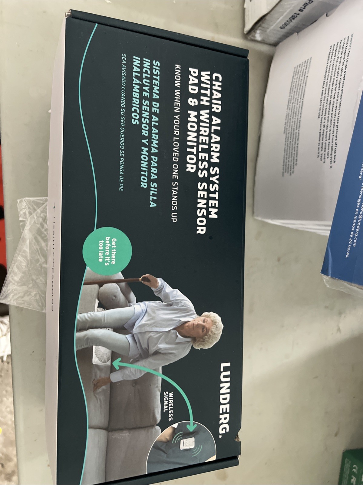 NEW Lunderg Chair Alarm System Wireless Sensor Pad Monitor Boxed Caregiver Alert