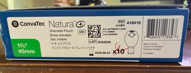 Partial Box ConvaTec 416416 Natura + Drainable Ostomy Pouch 1 3/4″ – 6/Box