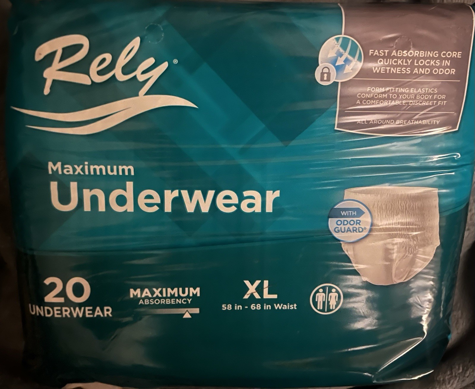 Rely Unisex Maximum Underwear Size XL 20 Count