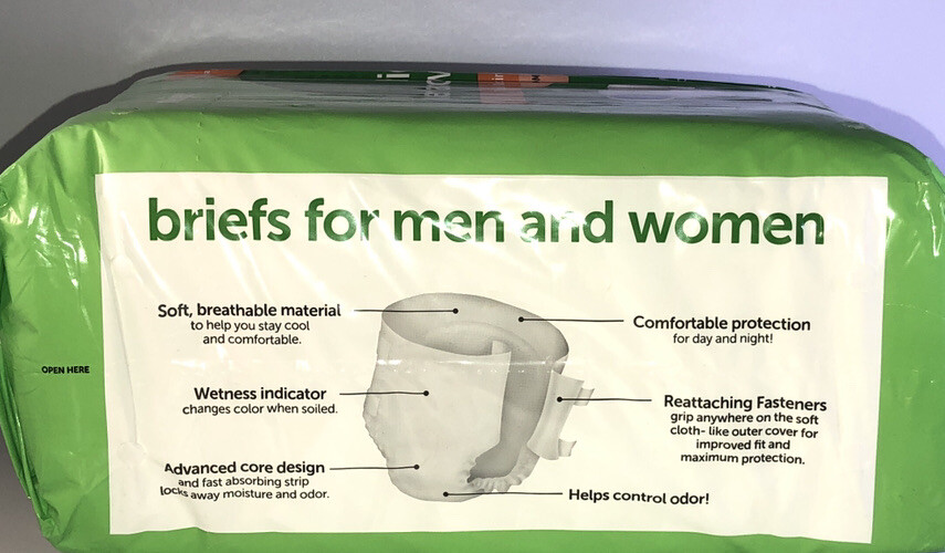 SHIPN24HOURS-INCONTINENCE BRIEFS FOR MEN AND WOMEN 20 BRIEFS SZ Medium 32”-44”