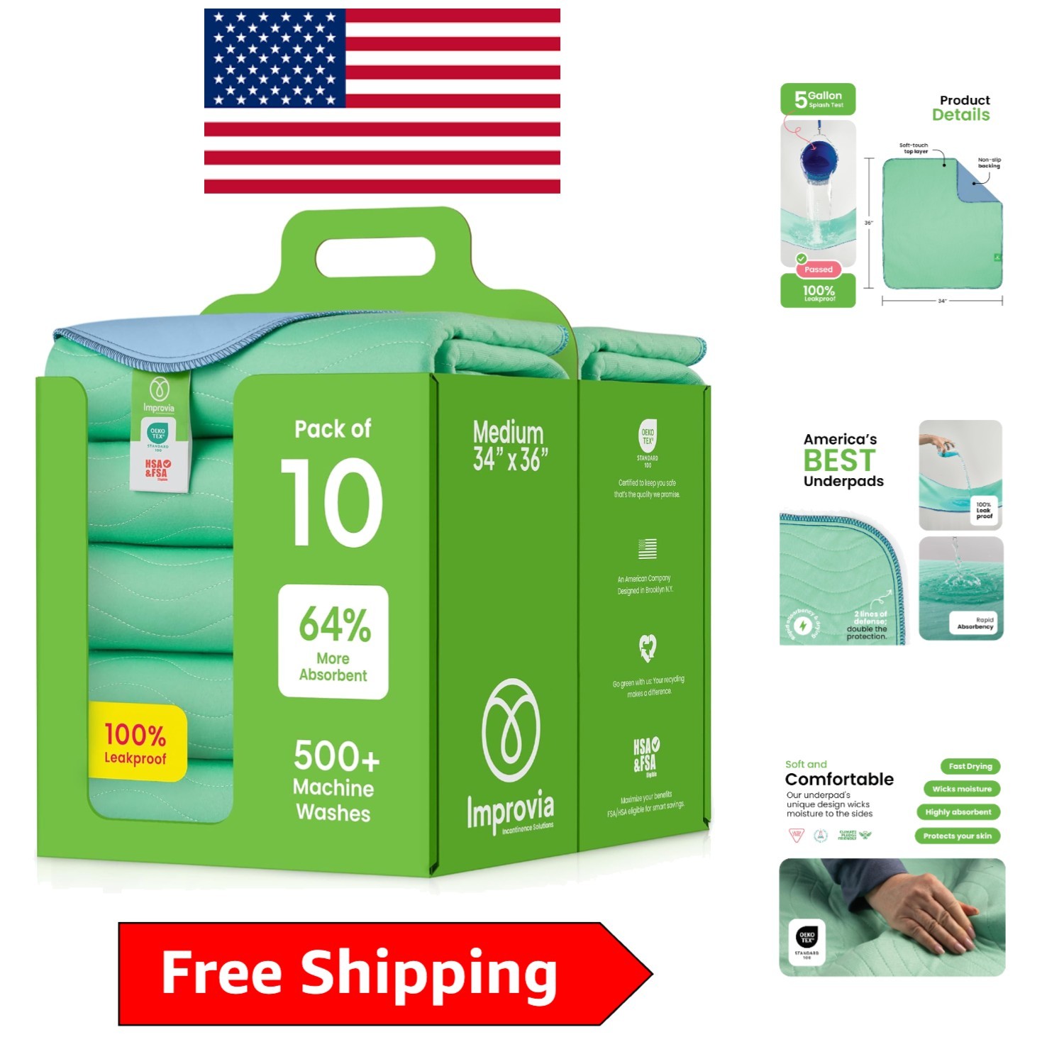 Heavy Absorbent Washable Underpads 10 Pack – Leakproof Protection for All