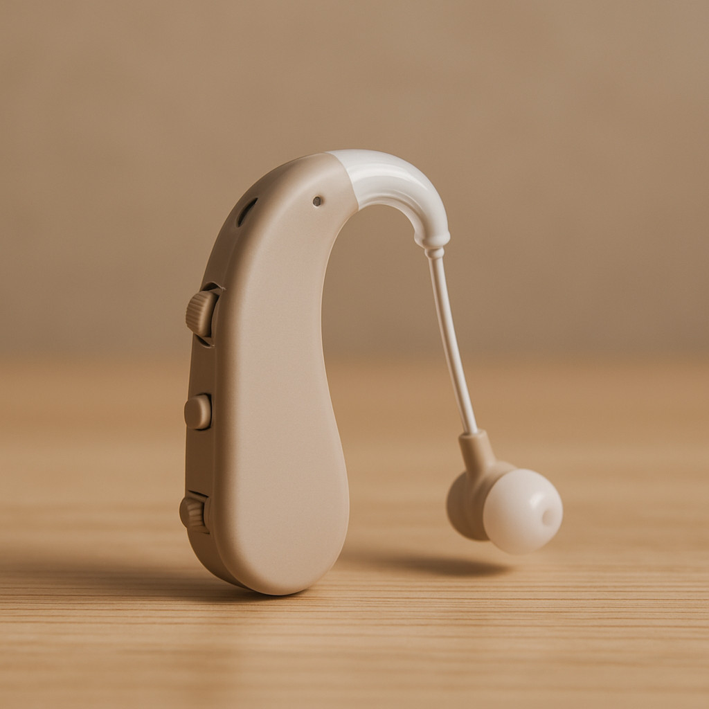 CH-B350A BTE Single Ear Auxiliary Hearing Earphone Amplifier Tan Compact HD Soun