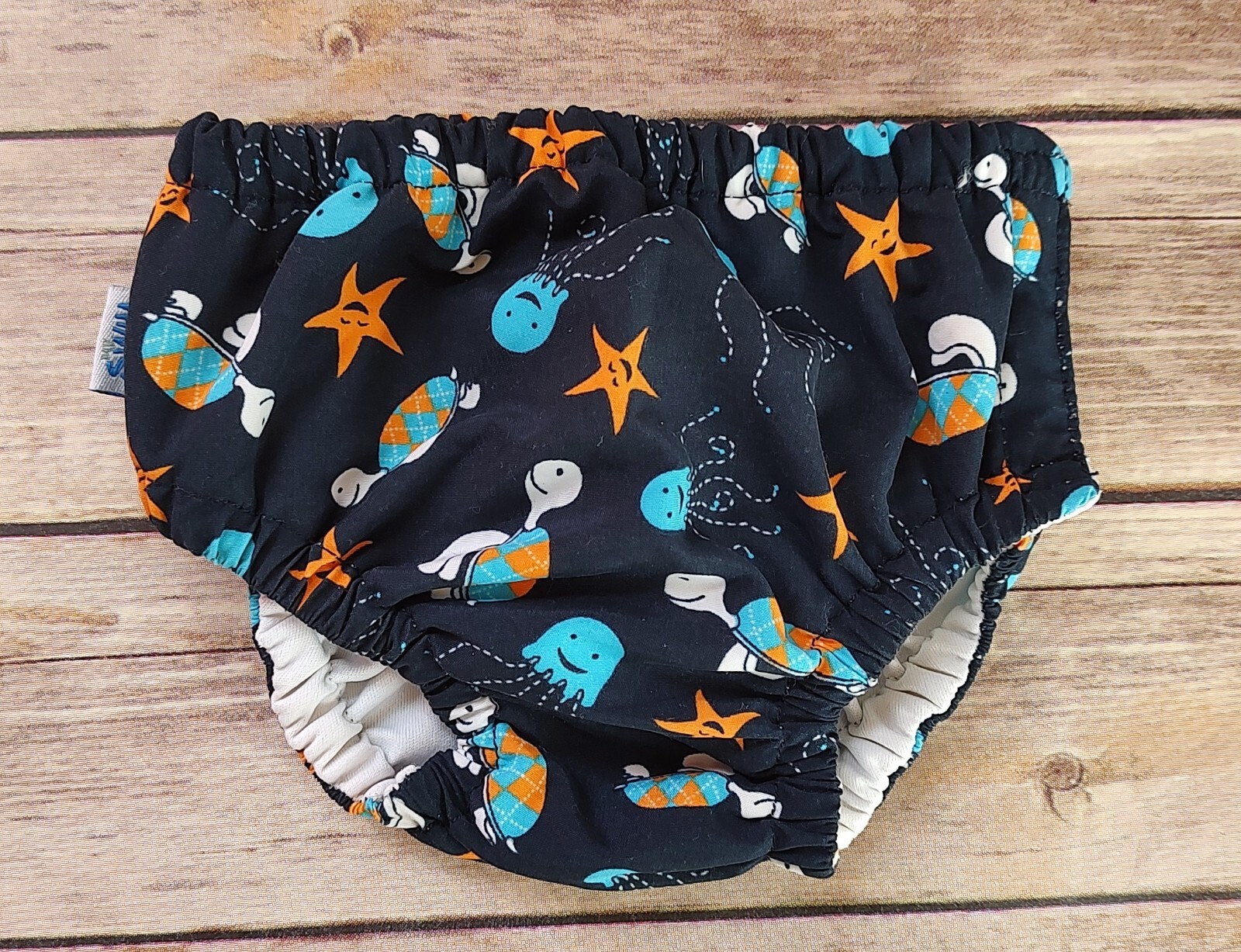 SwimBaby Swim Diaper Reuseable Pool Pant Size Medium Turtle Star Fish A16