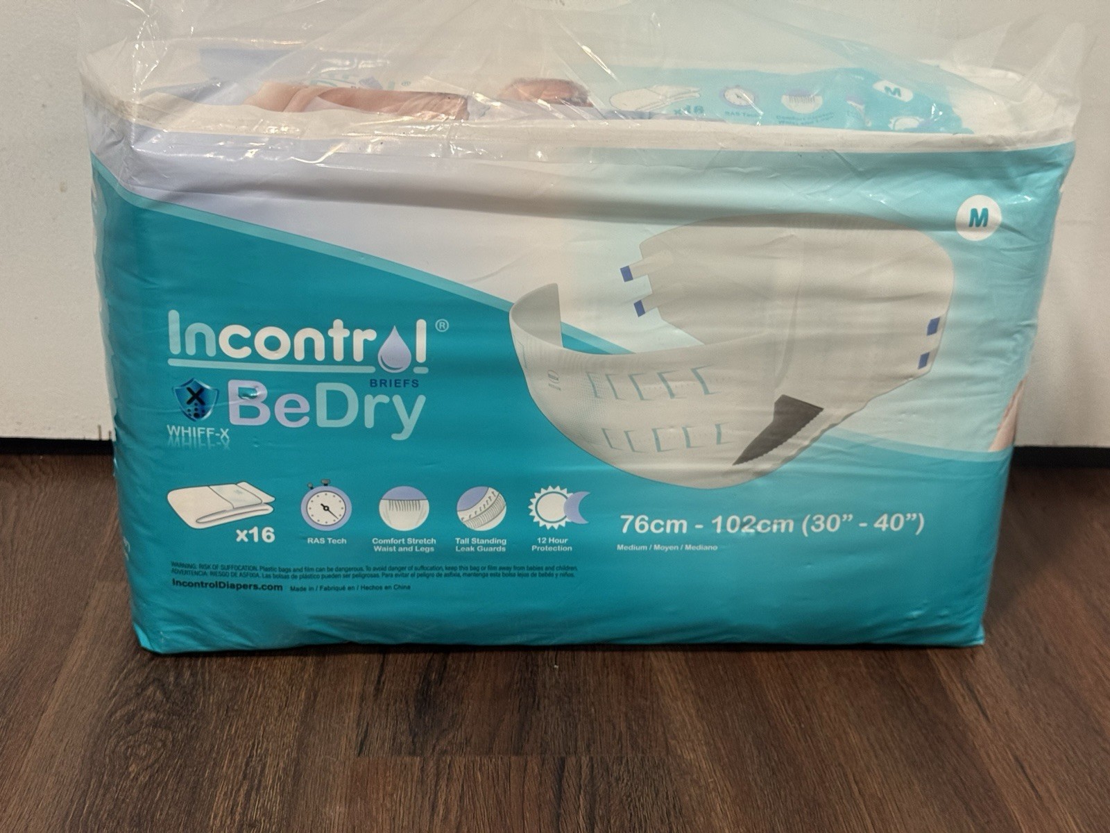 InControl BeDry Adult Tabbed Briefs / Diapers Max Absorbency, MEDIUM, 16 Count