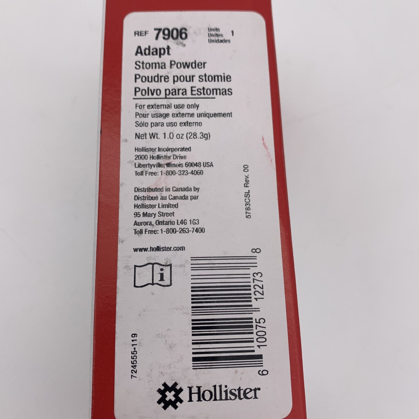 HOLLISTER | ADAPT 7906 | OSTOMY / WOUND STOMA POWDER | 1 oz NEW BOTTLE IN BOX