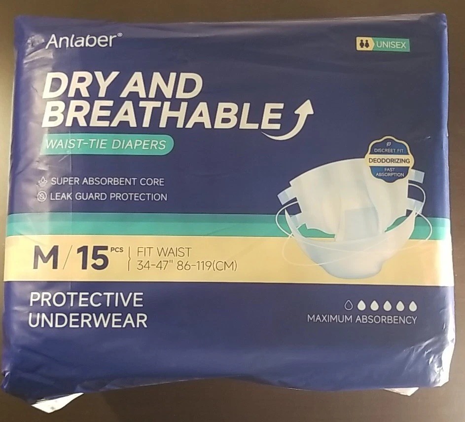 Anlaber Dry And Breathable Adult Protective Underwear Medium 15pcs