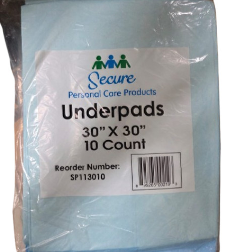 Secure Underpads 30×30 Disposable Bed Pads 10 Ct Waterproof Absorbent Incontinen