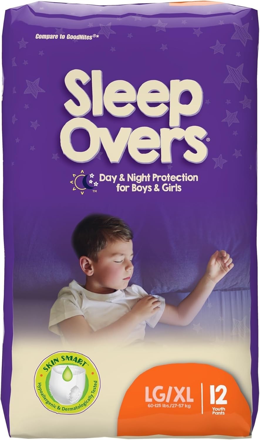 Sleepovers Youth Pants, Large/X-Large, 12 Count Per Pack 4 Packs (48 count)