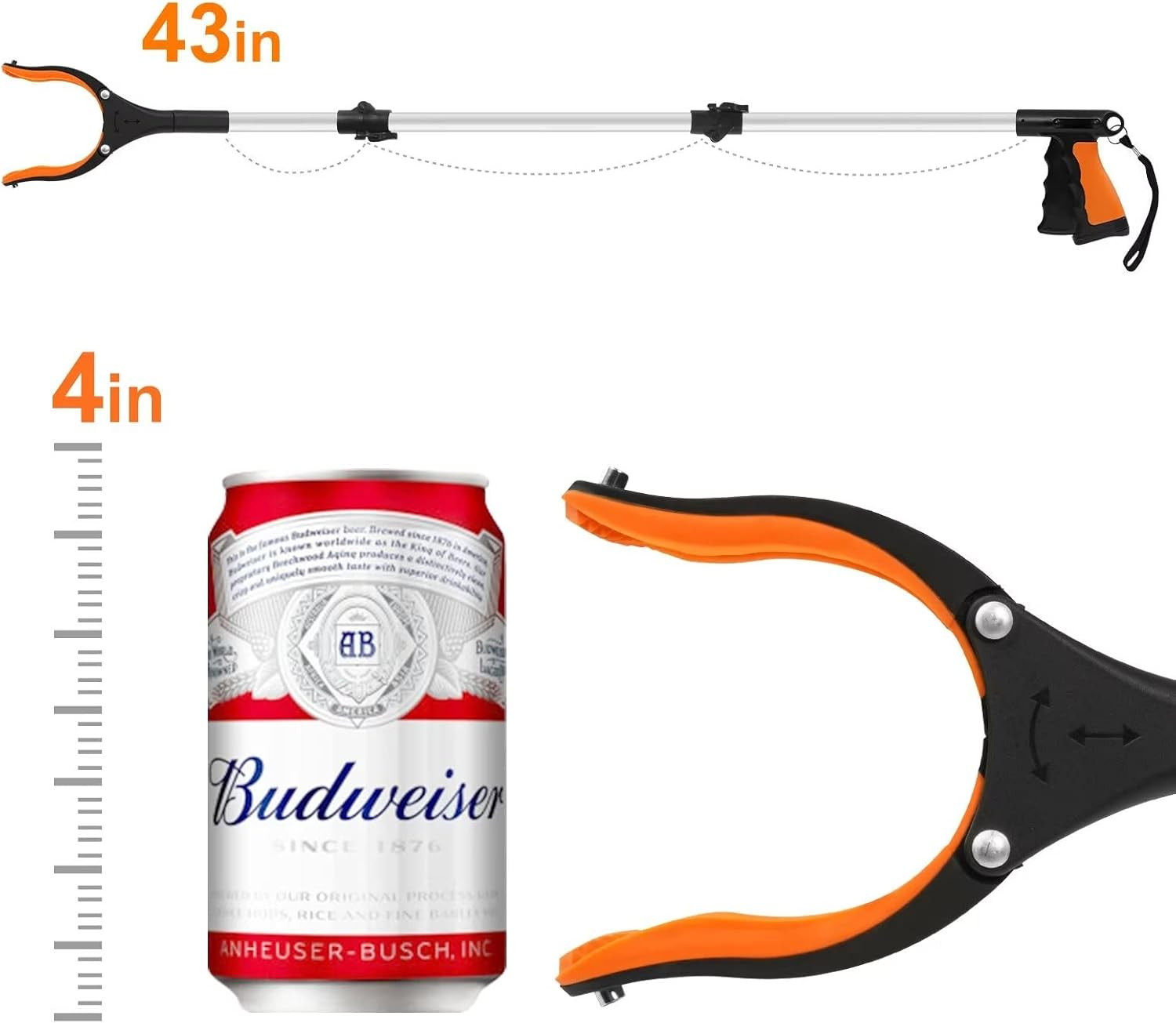 43″ Extra Long Grabber Tool, Foldable Grabbers for Elderly Grab It Reaching Tool