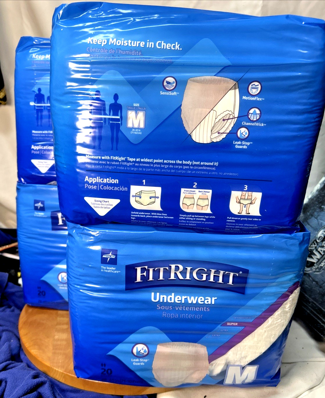 FitRight Underwear EXTRA 20 ct each – LOT OF 4 packs = 80 count total – size M