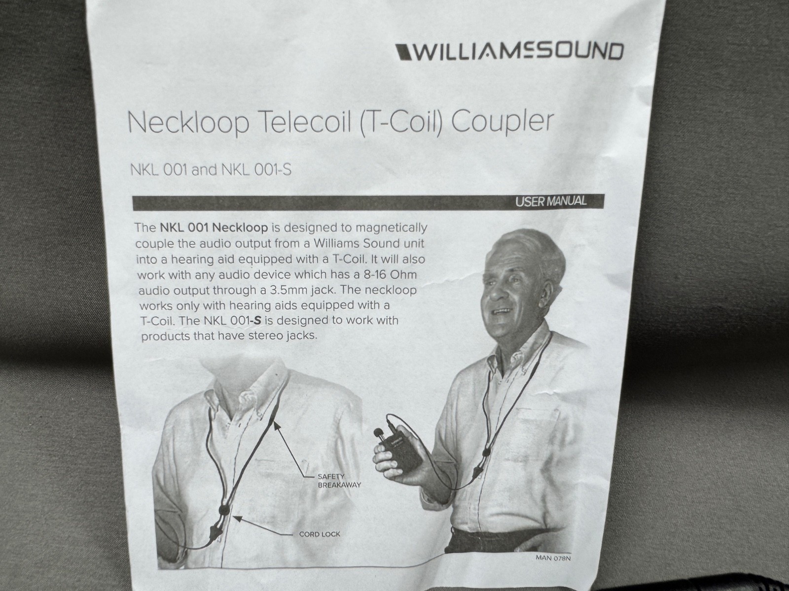 Williams NKL001 Neckloop Telecoil Coupler T-Coil / EUC
