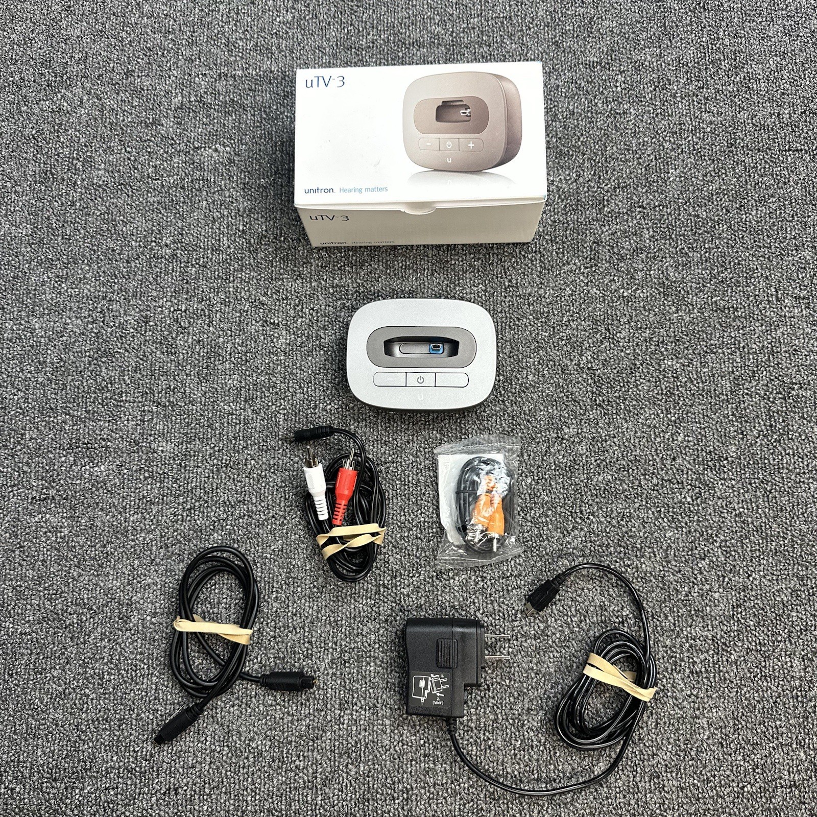 Unitron uTV3 Wireless TV Transmitter Dock Charging Base / Power Supply / Cables