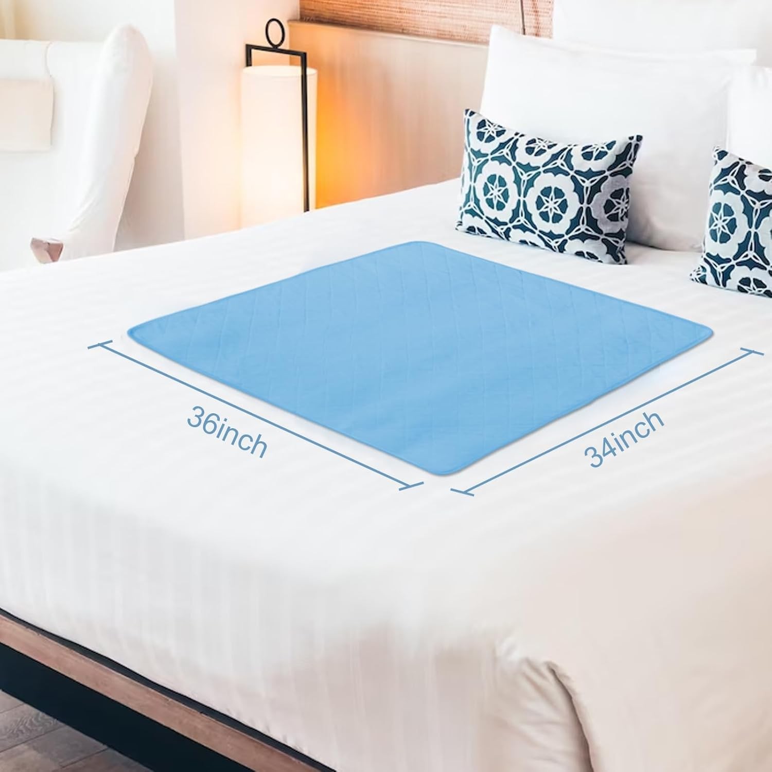 Bed Pads Washable Waterproof 34” x 36” (Pack of 4), 34×36 inch-4 Pack, Blue