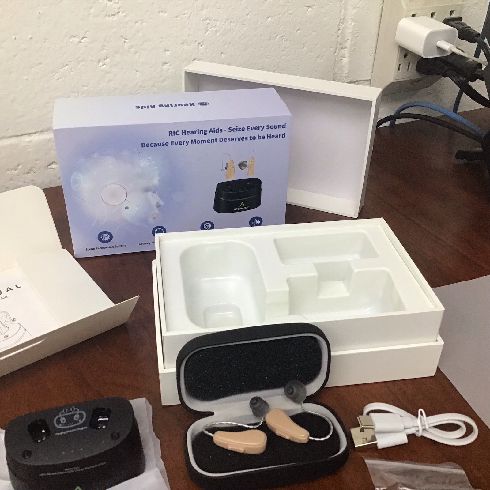 RIC Hearing Aids for Seniors Rechargeable Receiver-In-Canal Hearing Aid with Noi
