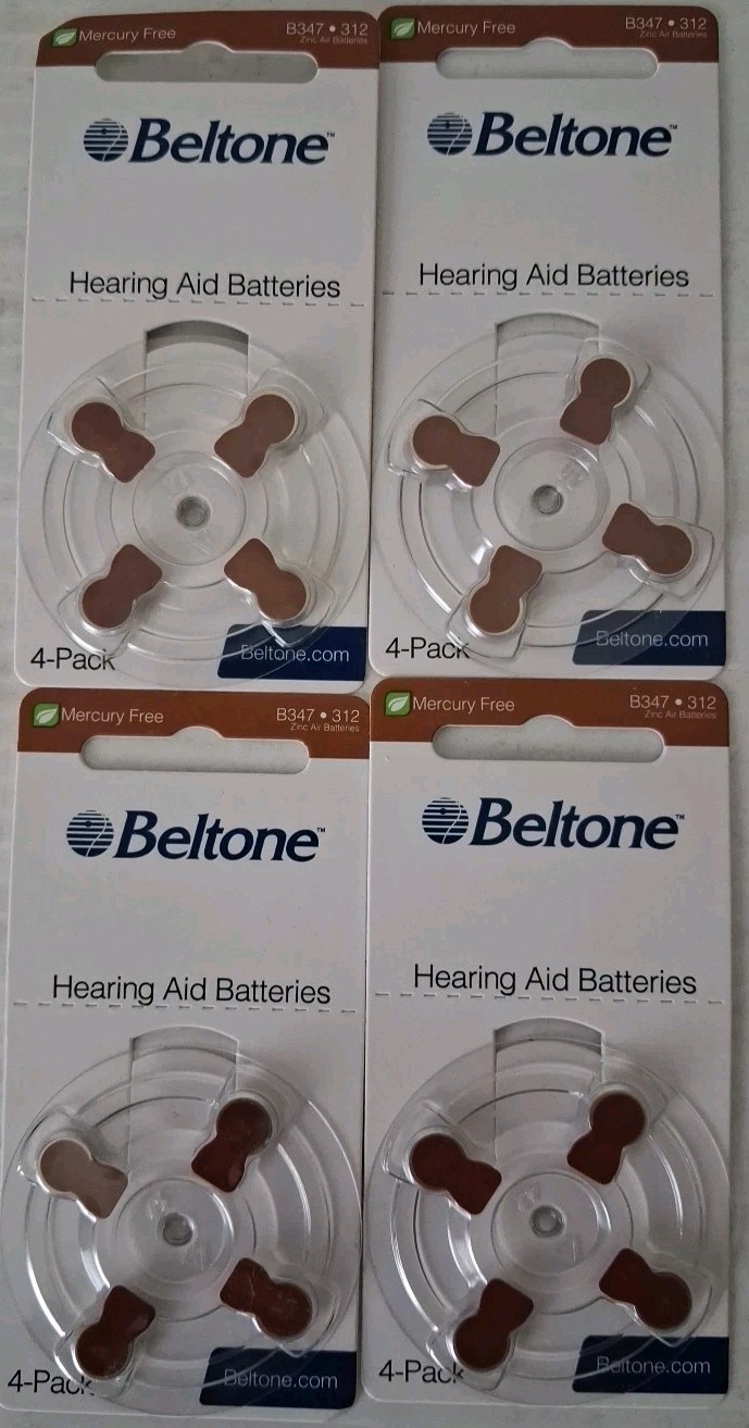 Total Of 12 Beltone Mercury Free Size 312 B347 1.45V Zinc Hearing Aid Batteries