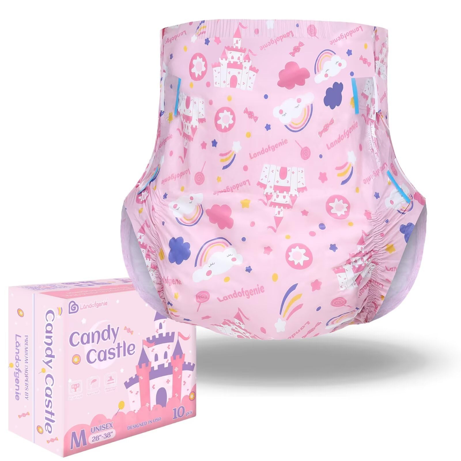 Landofgenie Adult Diapers Pink Printed Diaper Incontinence Underwear Large Ov…