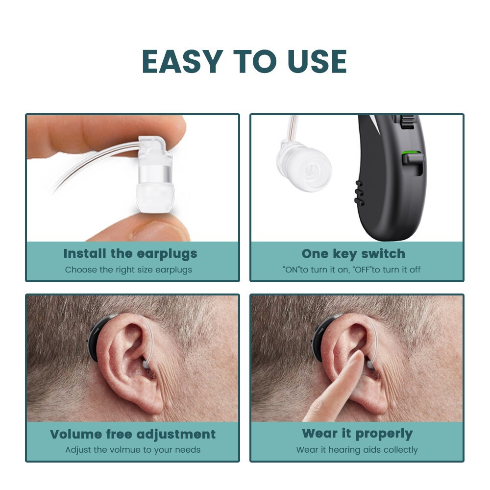 JINGHAO Rechargable Hearing Aid Sound Device Hearing Amplifier 18 Hours Working