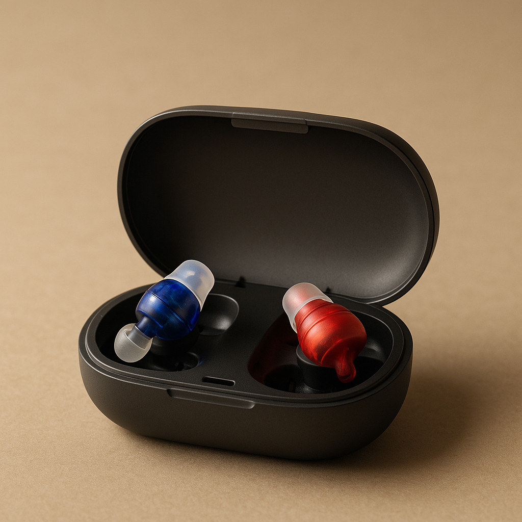 SHAIME ITE OTC Hearing Aids Pair Smart AI Hear Me Color Coded Red Blue Charging
