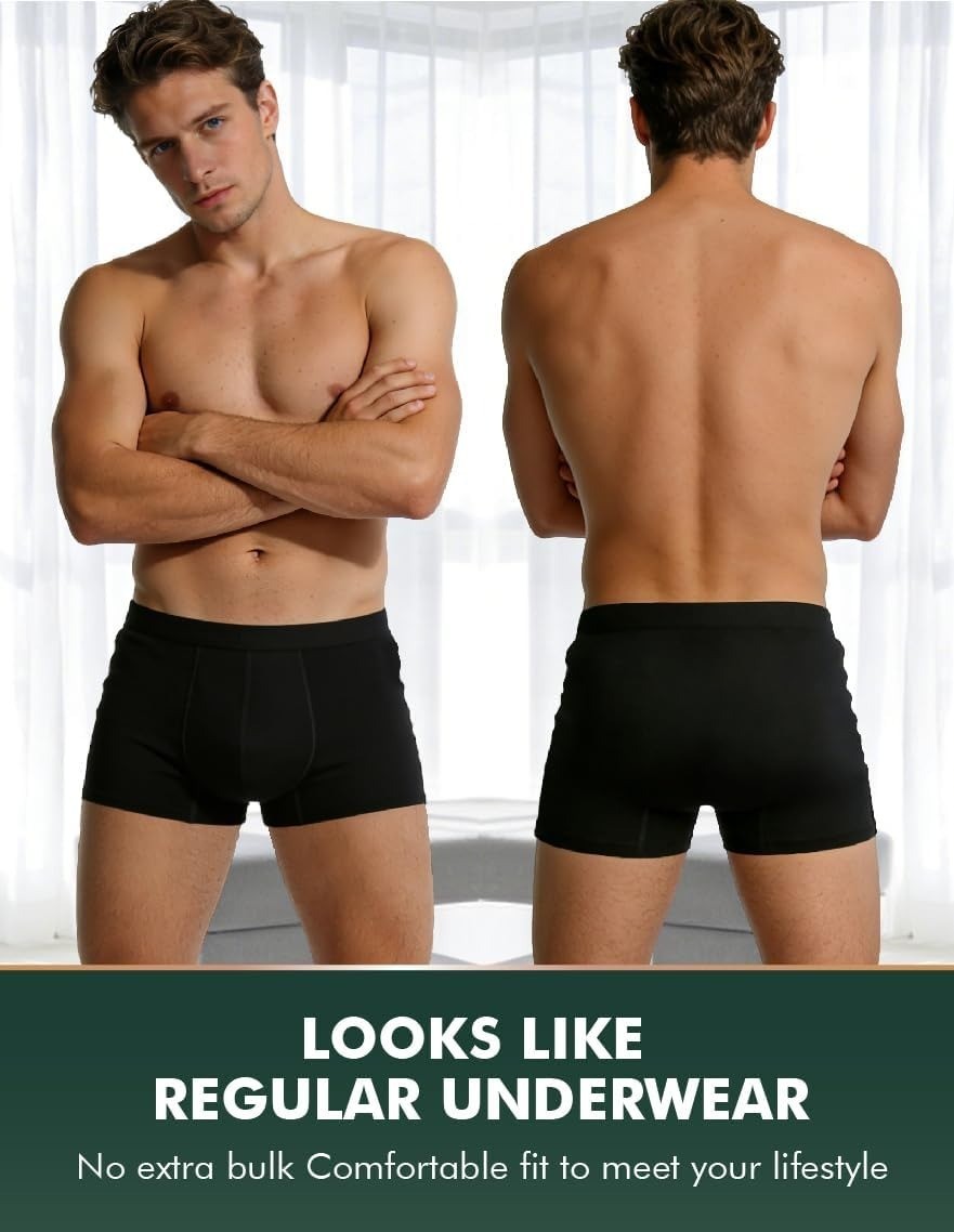 AIRCUTE Men’s Washable Incontinence Underwear 5‑Pack | Large boxer brief
