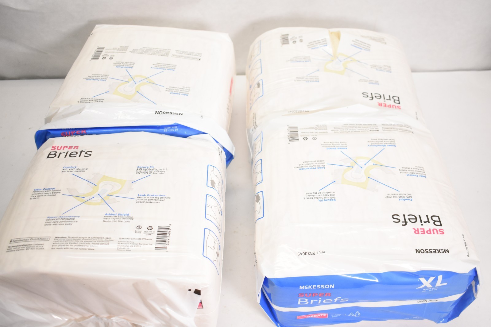 Lot of 4 McKesson Super Moderate Absorbency Adult Disposable Cloth Brief Diapers